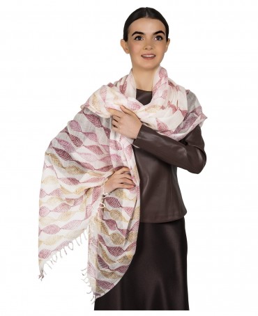 Палантин Унисекс HAND.W40-LEAFS/WH.ROSE